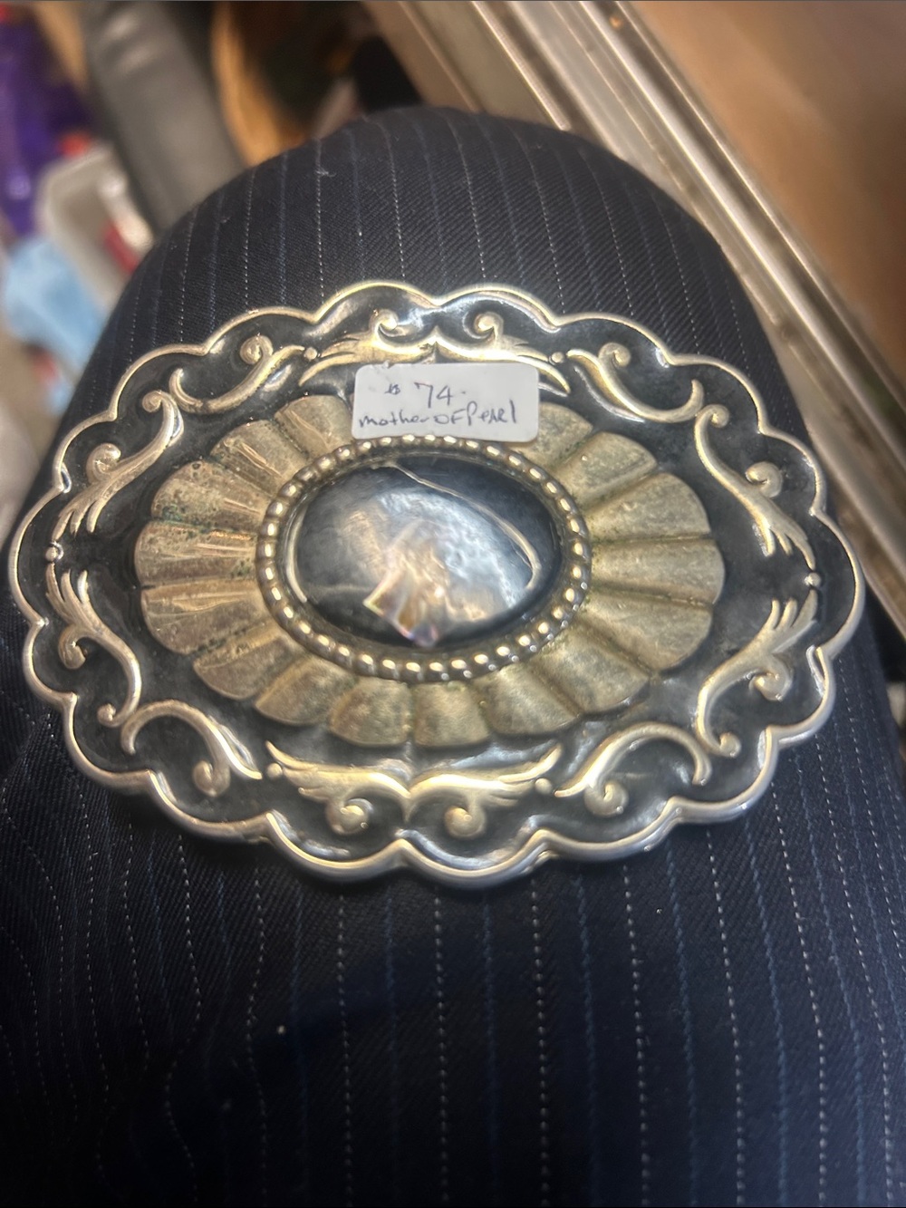 Vintage Metal Belt Buckle with Gold and Silver Tones